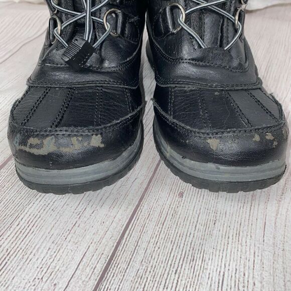 Totes elastic tie with cinch close rubber bottom winter boots black sz 6 - Picture 4 of 10